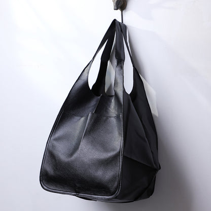 Grand Sac Fourre-Tout Chic Simple en Cuir Souple, Grande Capacité, à Main ou Bandoulière