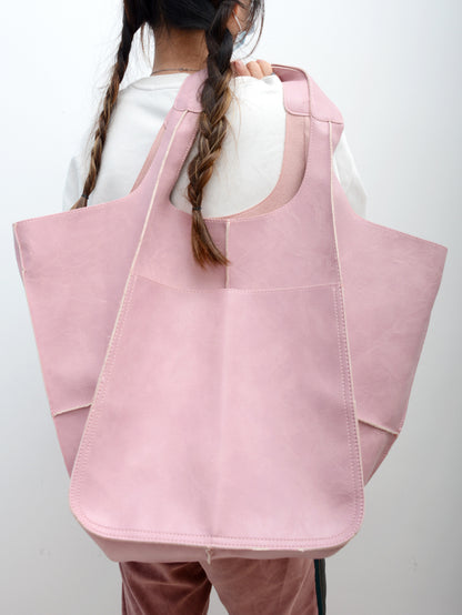 Grand Sac Fourre-Tout Chic Simple en Cuir Souple, Grande Capacité, à Main ou Bandoulière